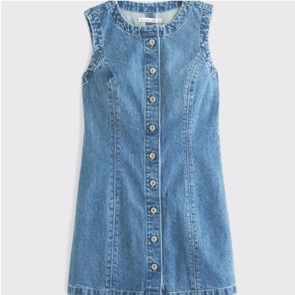 Abercrombie & Fitch Blue Denim Mini Dress - Medium Tall - Picture 3 of 6